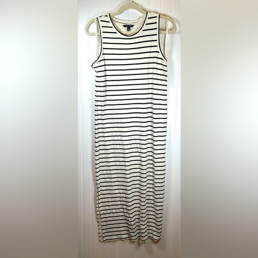 Banana Republic Black & White Striped Maxi Sleeveless Dress